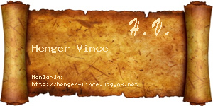 Henger Vince névjegykártya